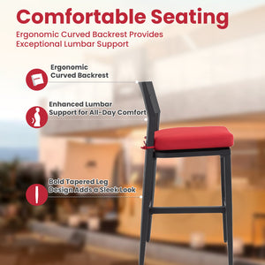 English Elm Modern Outdoor 2Pc Bar Stools - Stylish Aluminum Chairs With Ergonomic Backrest & Sunbrella Cushions W1886P352314