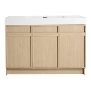 English Elm 48" Freestanding Bathroom Vanity with Thick Resin Sink, Soft-Close Doors, Adjustable Shelves, Durable Finish Oak W999S00265