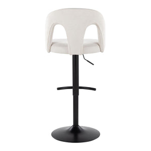 English Elm Adjustable Swivel Barstools Set of 2 White Upholstered Seats Black Metal Frame B202S02160