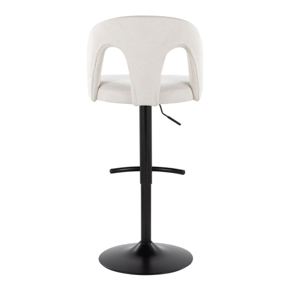 English Elm Adjustable Swivel Barstools Set of 2 White Upholstered Seats Black Metal Frame B202S02160