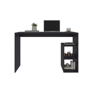 English Elm Solid Freestanding Writing Desk with Three Open Shelves for Modern Home Office Study Black B070P487577