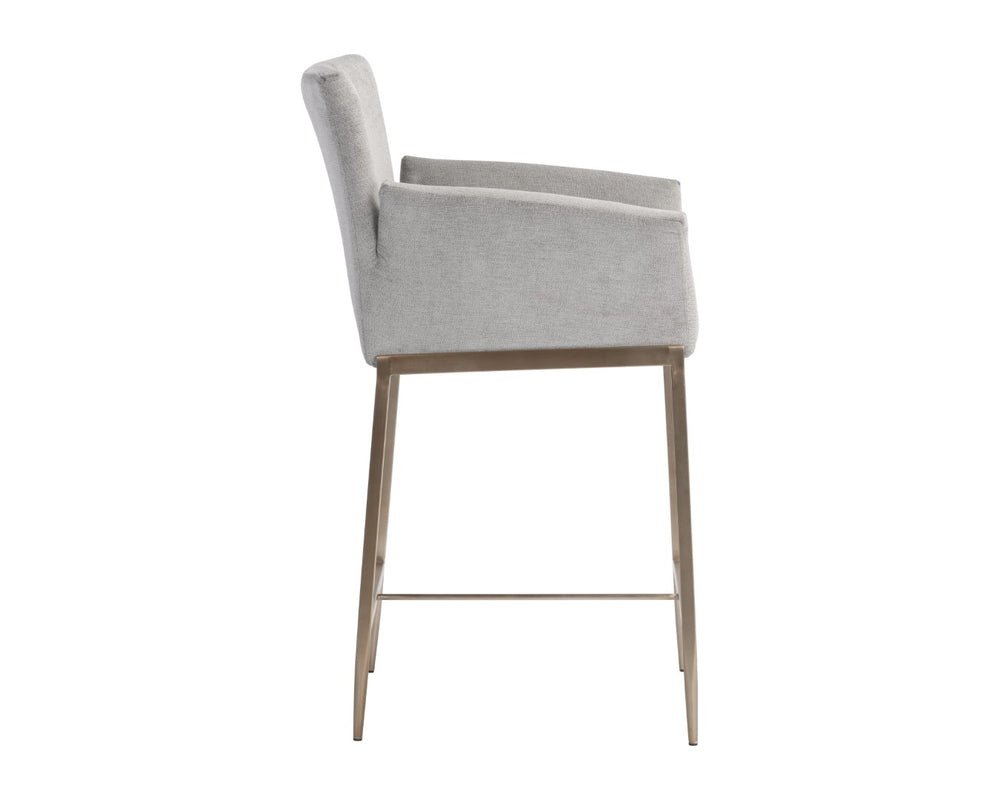 Sunpan GESA Counter Stool - Modern Antique Brass Frame with Polo Club Stone Fabric for Stylish Comfort 105168