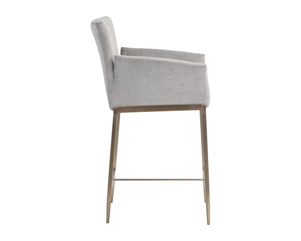 Sunpan GESA Counter Stool - Modern Antique Brass Frame with Polo Club Stone Fabric for Stylish Comfort 105168