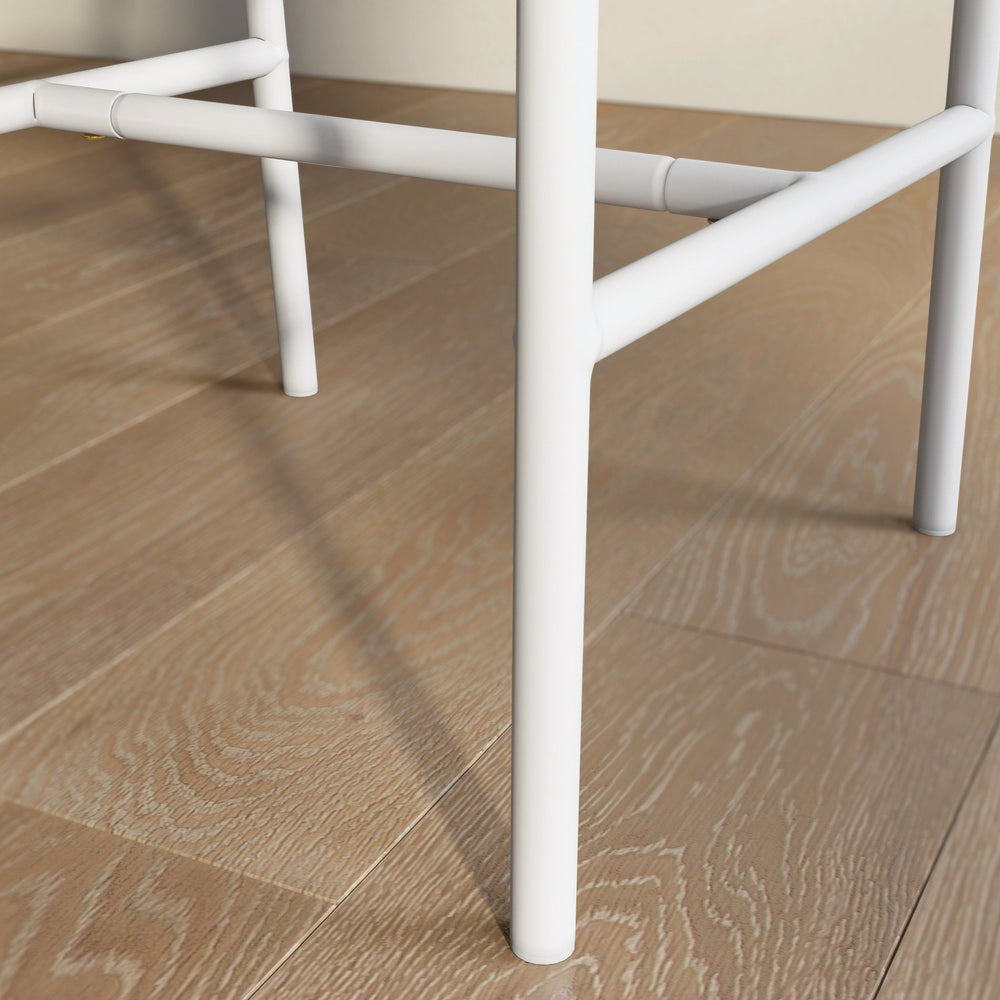 English Elm Dining Chair Set of 2 White Finish — Faux Woodgrain Seat, Brown Leatherette Back, Stylish Comfort for Home B356P367901