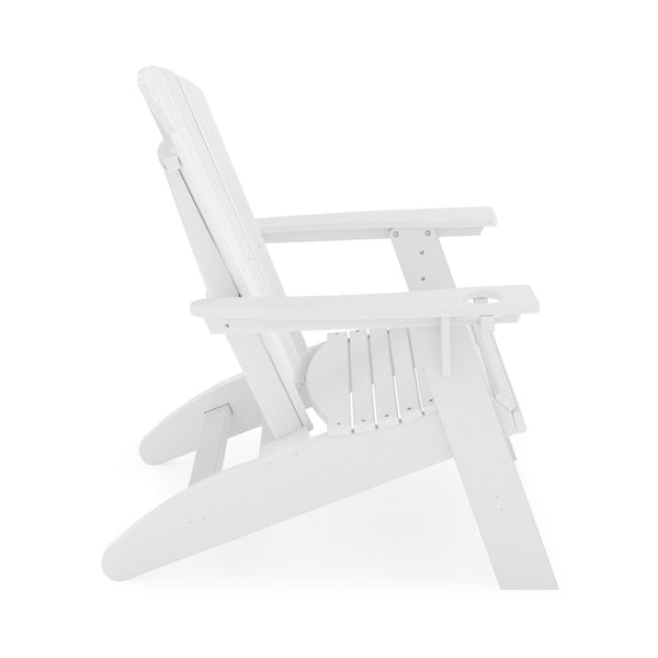 English Elm Adirondack Hdpe Poly Lumber Chair with Cup Holder for Patio Garden Poolside White B195P198765