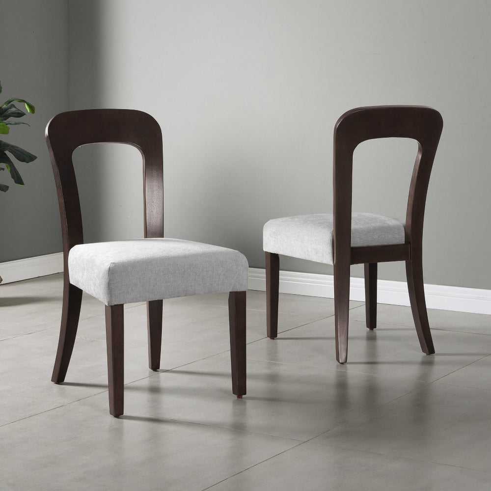 English Elm Dining Side Chairs Set of 2 Gray Chenille Upholstered with Rubberwood Legs for Kitchen N779P236958E