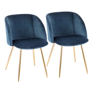 English Elm Fran Velvet Dining Chair with Gold Metal Legs - Contemporary Padded Bucket Seat for Stylish Homes Blue B202P223856