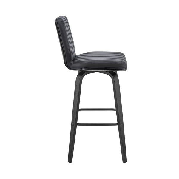 English Elm Quorin 30" Swivel Bar Stool In Gray Faux Leather With Black Wood Legs – Modern Comfort & Style Upgrade B2736P268621-GIGA