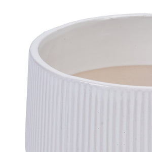 English Elm 2 Pieces Ceramic Flowerpot Set - Modern Glossy White Planters For Garden, Patio & Indoor Décor W3273P321386