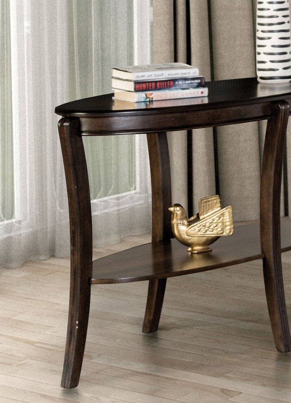 English Elm Traditional Oval Sofa Table With Open Shelf – Elegant Walnut Finish & Curved Legs For Classic Charm B2741P361124-GIGA