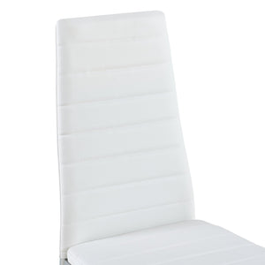 English Elm Modern Dining Chair Set for 4 — White PU Leather Seats, Silver Chrome Legs, Comfortable 280lb Capacity W241P294834