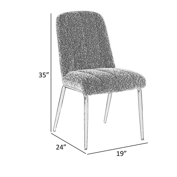 English Elm Rise Channel-back Boucle Dining Chairs with Tapered Bronze Legs for Modern Spaces B056P416850