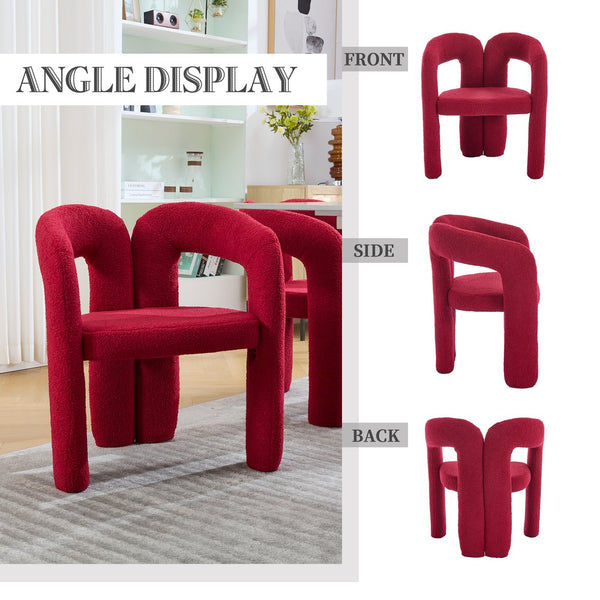 English Elm Contemporary Velvet Upholstered Barrel Accent Chair Set of 2 with Foam Seat, Steel Frame, Plush Upholstery Red W395P224755