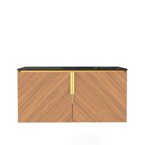 English Elm 36" Muri Oak Woodgrain Plywood Bathroom Vanity Cabinet with Soft Close Doors W2615P338018
