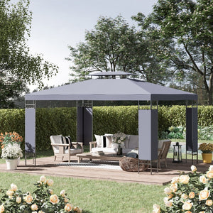 English Elm Outsunny 10' X 13' Double Roof Patio Gazebo Canopy - Stylish Outdoor Shelter For Garden & Entertaining W2225P200638-GIGA