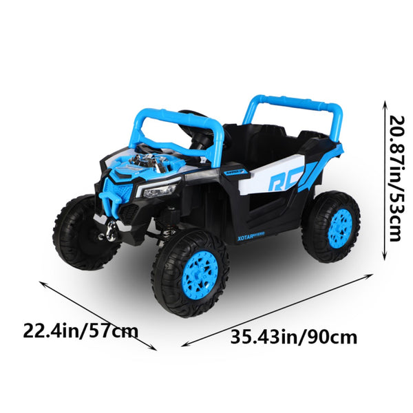 English Elm Ride on 12v Electric Kids Car with Remote Control Swing Function and Bluetooth Music Blue W1760P358711
