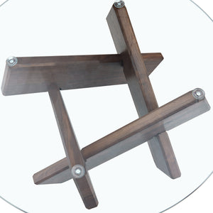 English Elm Round glass coffee table with tempered clear top, walnut MDF legs, adjustable anti-slip feet, modern centerpiece W1151P230572