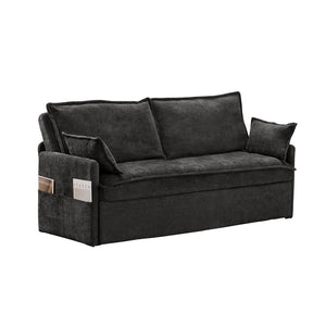 English Elm 59.5" Chenille Sleeper Sofa with Usb Charging Storage and Firm Foam Support W2606P301327