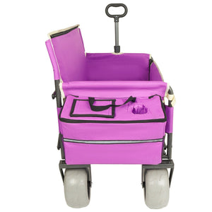English Elm 3-in-1 Folding Wagon with Convertible Bench Seat Steel Frame 500lb All Terrain Purple W2932P390468