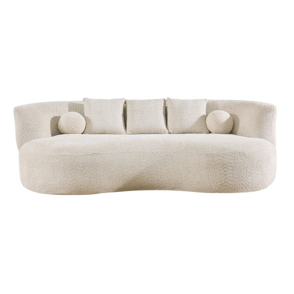 English Elm 90 Inch Curved Boucle Sofa Sculptural Upholstered Couch for Modern Living Spaces Beige N773P376896S