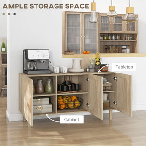 English Elm Homcom Boho Sideboard Buffet Cabinet With Rattan Doors, Adjustable Shelves & Stylish Natural Finish W2225P217722