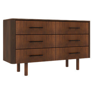 English Elm Ashcroft Furniture - Logan Mid Century Modern Walnut Dresser with 6 Drawers — Solid Wood, Ample Organized Storage, Stylish Design B183P231908