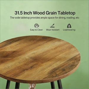 English Elm Stylish Round Coffee Table with Engineered Wood Top and Open Metal Base for Living Rooms T3971P454425