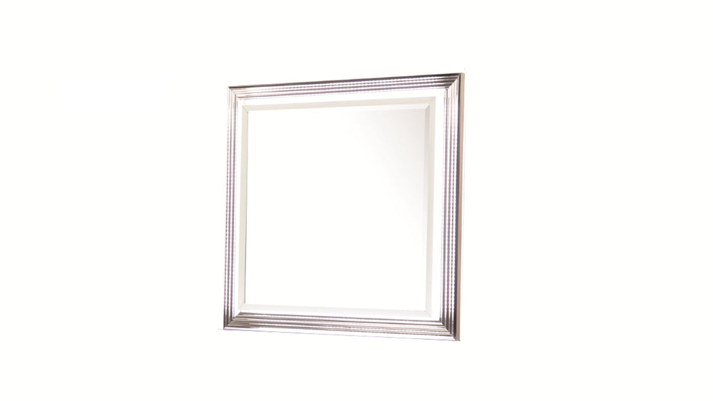 English Elm Desire LED-Lit White Frame Mirror with Polished Metallic Trim, Large Viewing Surface, Modern Chic G150109089