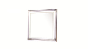 English Elm Desire LED-Lit White Frame Mirror with Polished Metallic Trim, Large Viewing Surface, Modern Chic G150109089