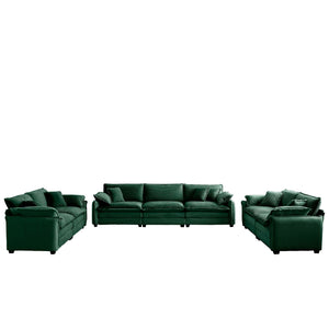 English Elm Modern 3-Piece Living Room Sofa Set, Green Corduroy Upholstery With Deep Seating And Plush Comfort W714S00734