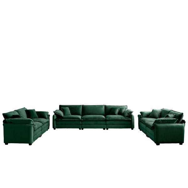 English Elm Modern 3-Piece Living Room Sofa Set, Green Corduroy Upholstery With Deep Seating And Plush Comfort W714S00734