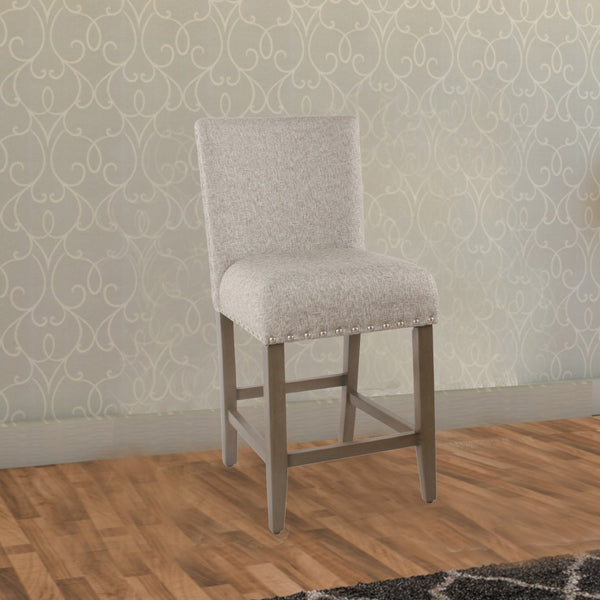 English Elm Fabric Upholstered Counter Stool with Nailhead Trim Solid Wood Frame Kitchen Seating B056P412648