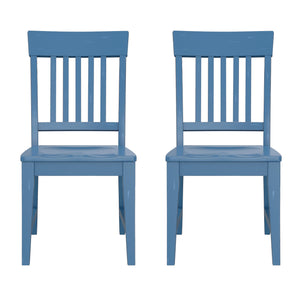 English Elm Wallace & Bay - Blue Slat Back Dining Chairs Set of 2 - Antique Farmhouse Solid Wood Seating, Easy-Care, 38"H B2709P212375