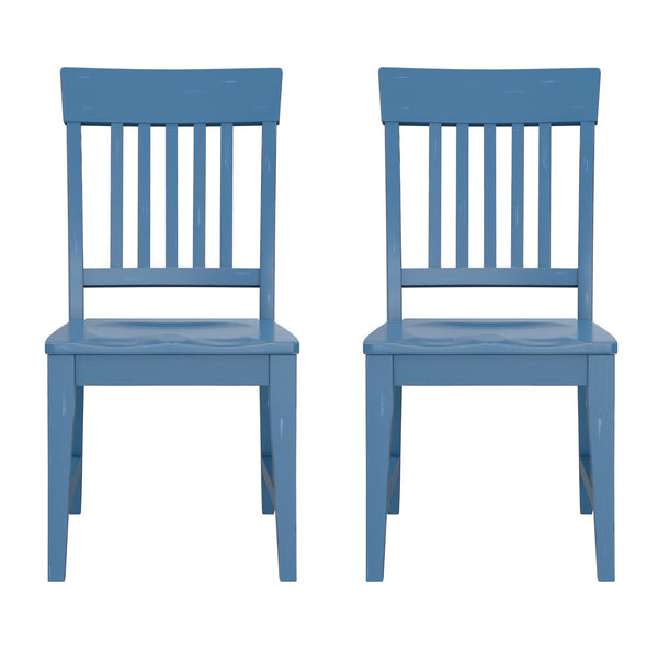 English Elm Wallace & Bay - Blue Slat Back Dining Chairs Set of 2 - Antique Farmhouse Solid Wood Seating, Easy-Care, 38"H B2709P212375