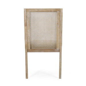English Elm Dining Chair Set of 2 Rubberwood Cane Webbing Back Upholstered Farmhouse Style Beige N771P388970G