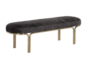 Sunpan Gwen Elegant Oval Bench with Gold Iron Frame - Stylish, Functional Accent for Any Space Nono Shitake