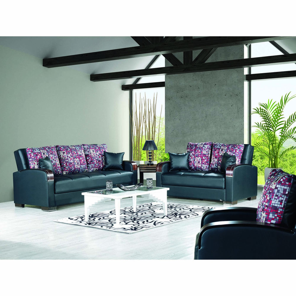English Elm PrimeNest Mobilon Convertible Upholstered Loveseat with Storage & Sleeper, Black PU, Space-Saving Comfort B030P281797