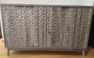 English Elm Modern Sideboard Buffet Cabinet with Diamond Relief Doors, Ample Storage, Sleek Artful Design for Home Gray W1706P235653