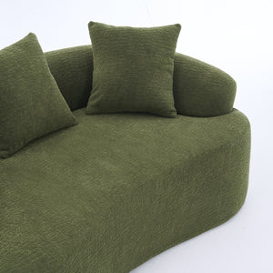 English Elm LY-025S Curved Loveseat Sofa Compact 65" chenille upholstery, 30D foam with spring core, 300lb capacity, 3 pillows, apartment-friendly Antique Green,Green W2231P292604