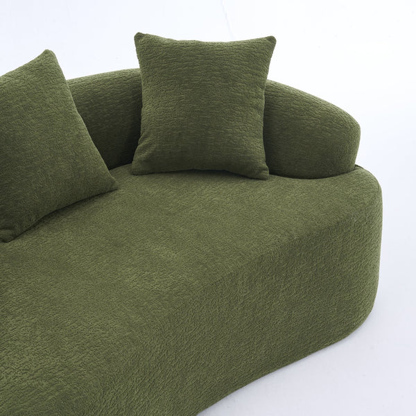 English Elm LY-025S Curved Loveseat Sofa Compact 65" chenille upholstery, 30D foam with spring core, 300lb capacity, 3 pillows, apartment-friendly Antique Green,Green W2231P292604