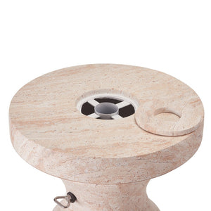 English Elm Mgo Outdoor Umbrella Side Table with Stone Travertine Finish for Patio Poolside N772P386626T