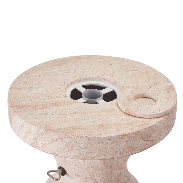 English Elm Mgo Outdoor Umbrella Side Table with Stone Travertine Finish for Patio Poolside N772P386626T
