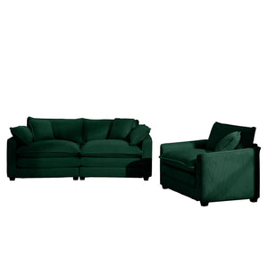English Elm Modern Corduroy Two-Piece Sofa Set with Memory Foam Comfort, Retro-Modern Design, Easy Assembly Green W714S00809