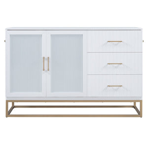 English Elm Murphy Queen Wall Bed with Frosted Glass Cabinet Facade Gold Legs Pine Frame White N820S00028K