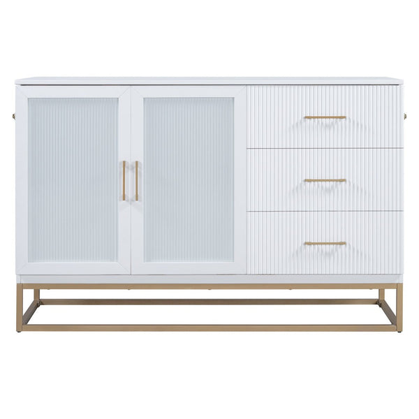 English Elm Murphy Queen Wall Bed with Frosted Glass Cabinet Facade Gold Legs Pine Frame White N820S00028K