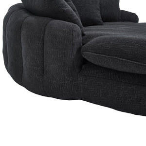English Elm Oversized Memory Foam Chenille Bean Bag Sofa with Ergonomic Back Support, 3 Large & 2 Small Pillows Black W395P359415