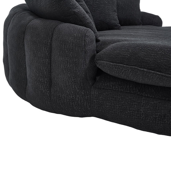 English Elm Oversized Memory Foam Chenille Bean Bag Sofa with Ergonomic Back Support, 3 Large & 2 Small Pillows Black W395P359415