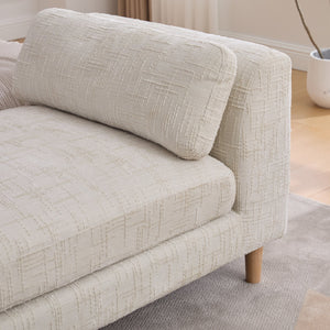 English Elm 83.1"Wide Plush Upholstered End-of-Bed Bench with Armrests, Chenille Seat, Rubberwood Legs, 2 Bolsters Beige W3098S00035