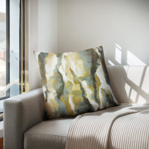 JLA Home Chapel Hill - Multi watercolor square pillow 20x20 with textured woven print, plush feather-poly blend, removable shell Gold/Grey CH30-0038