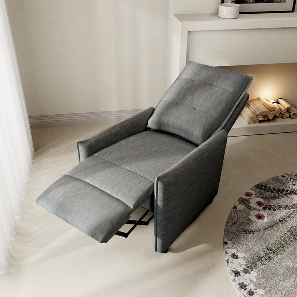 English Elm Chenille Upholstered Push Back Recliner with Metal Frame and Overstuffed Foam Lounger Grey W3568P431432
